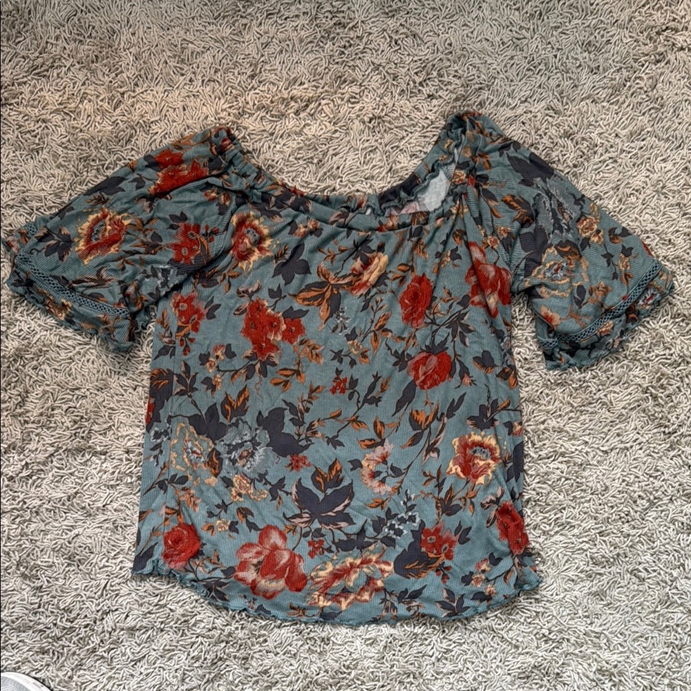 O'Neill Ruffled Orange Puff Sleeve Blouse